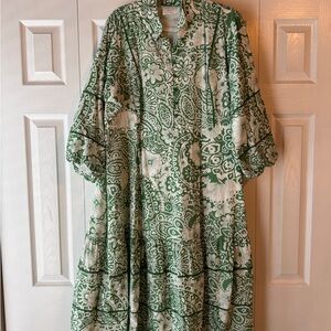 Green and White Floral Maxi Dress